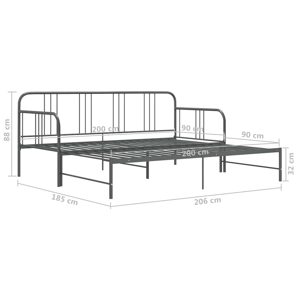 Sofa Bed Frame | Grey | Powder-coated metal | 90x200cm