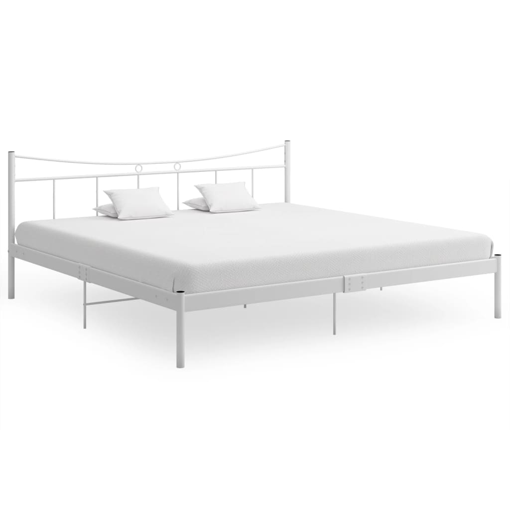 vidaXL Bed Frame without Mattress White Metal 200x200 cm