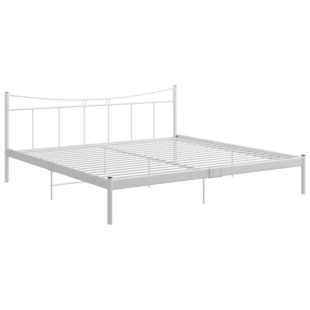 vidaXL Bed Frame without Mattress White Metal 200x200 cm