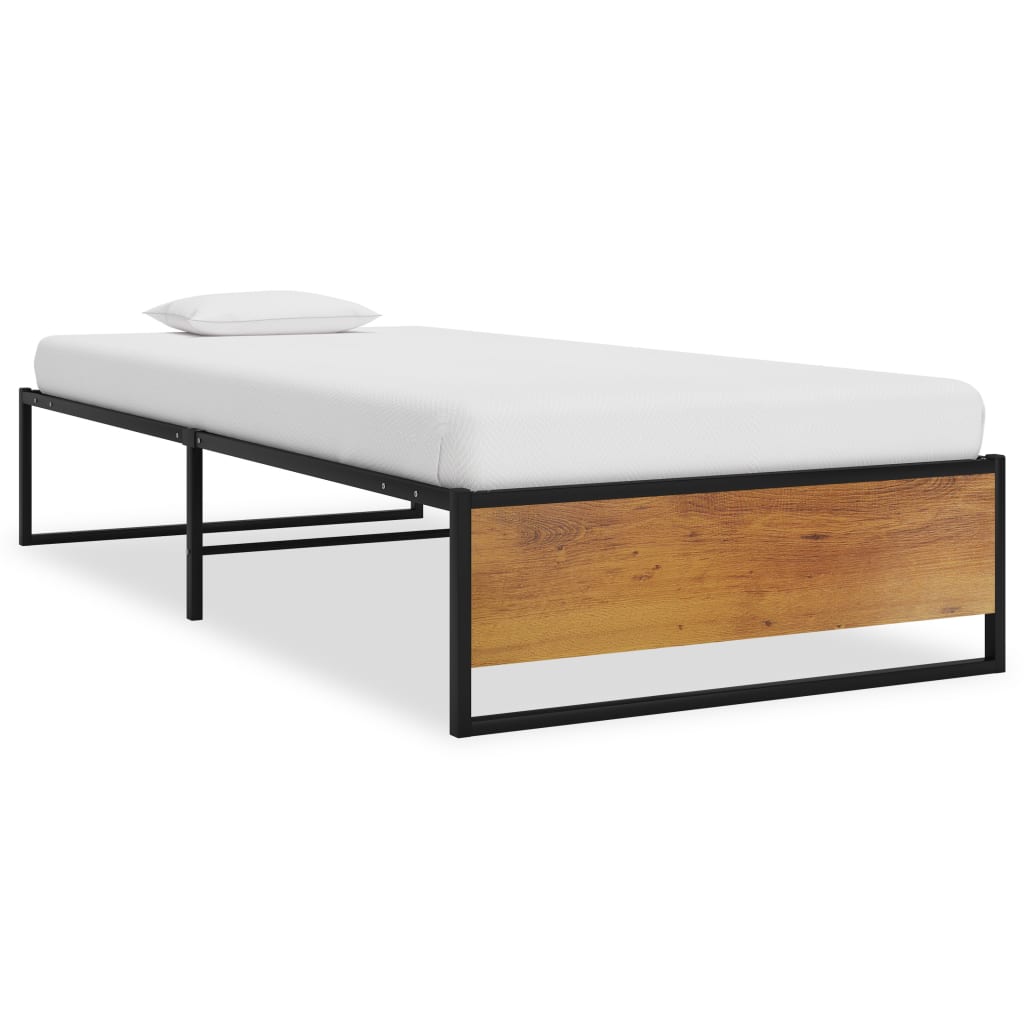 Bed Frame | Black | Powder-coated metal, melamine coated MDF | 100x200 cm