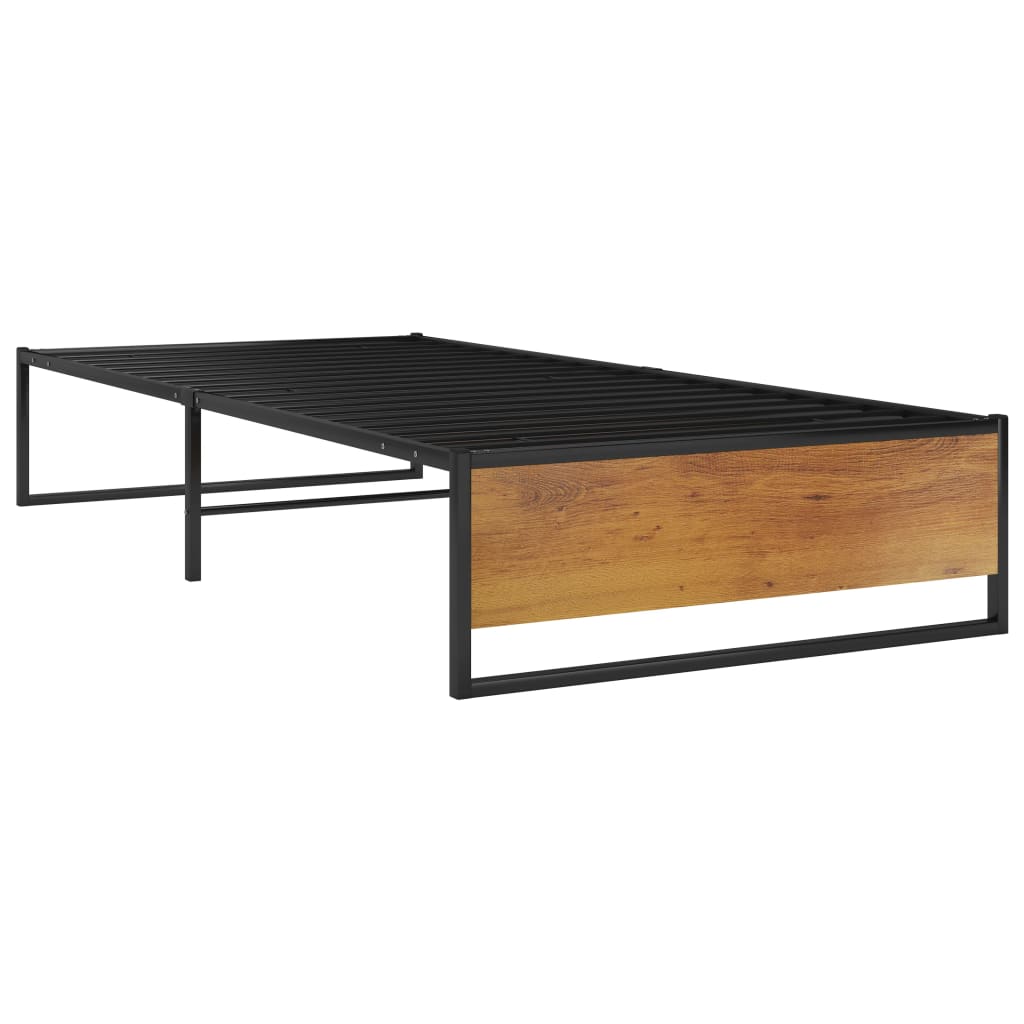Bed Frame | Black | Powder-coated metal, melamine coated MDF | 100x200 cm