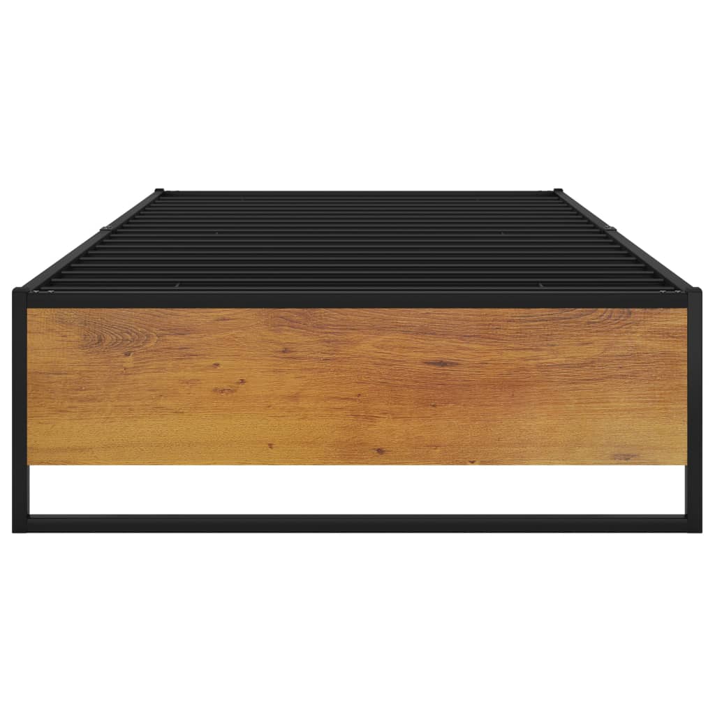Bed Frame | Black | Powder-coated metal, melamine coated MDF | 100x200 cm