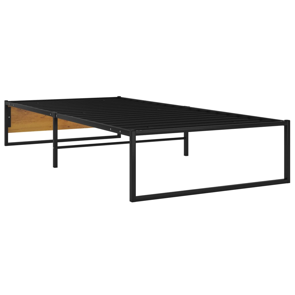 Bed Frame | Black | Powder-coated metal, melamine coated MDF | 100x200 cm