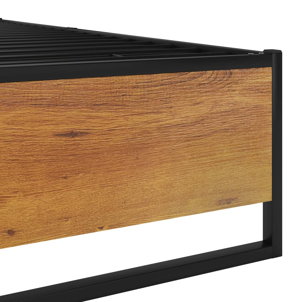 Bed Frame | Black | Powder-coated metal, melamine coated MDF | 100x200 cm
