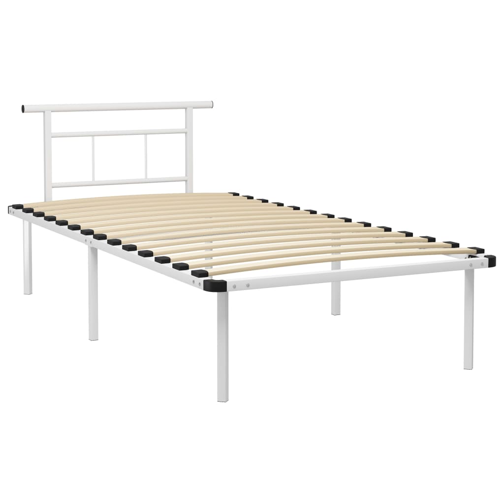 Bed Frame | White | Powder-coated metal, plywood | Single bed | Durable