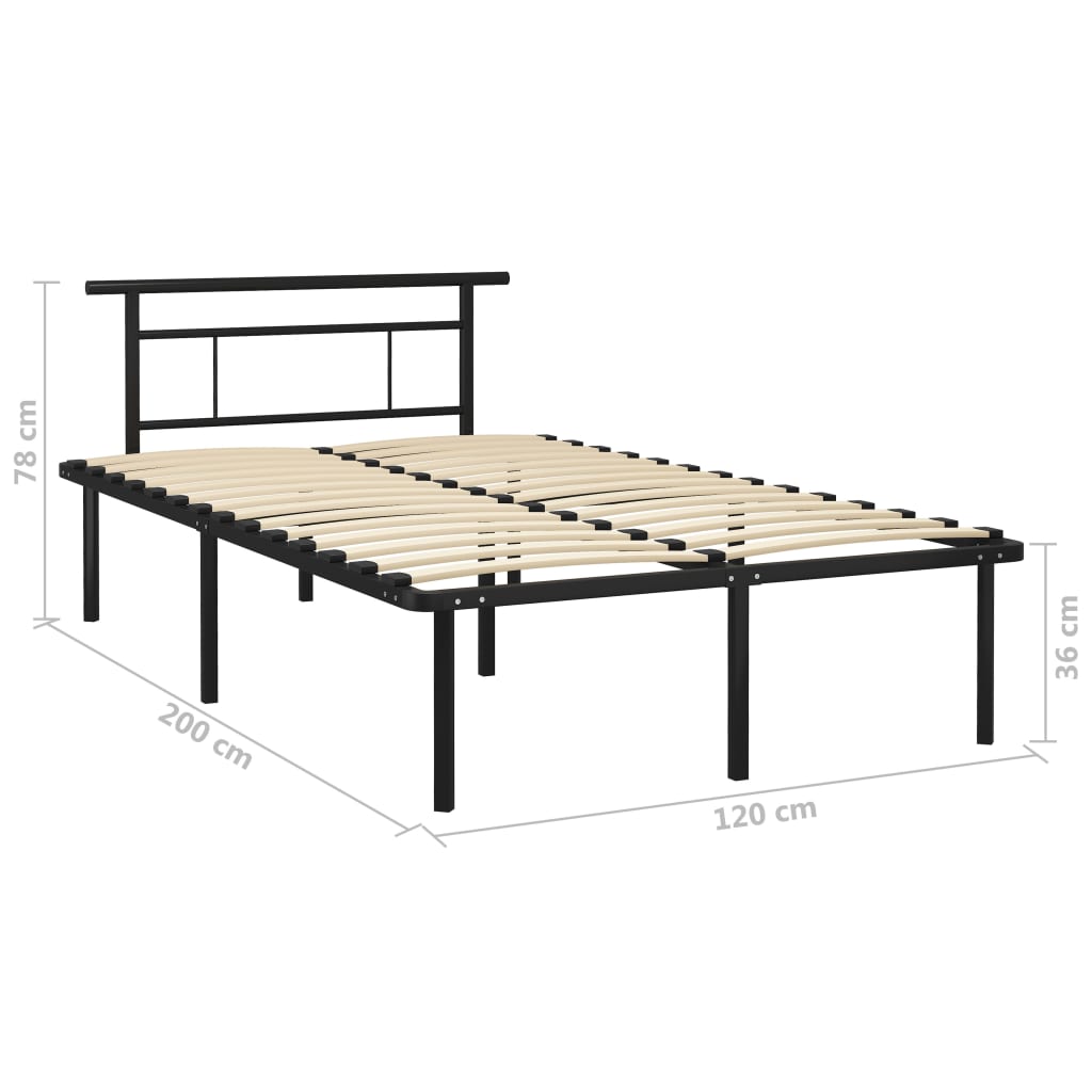 vidaXL Bed Frame without Mattress Black Metal 120x200cm