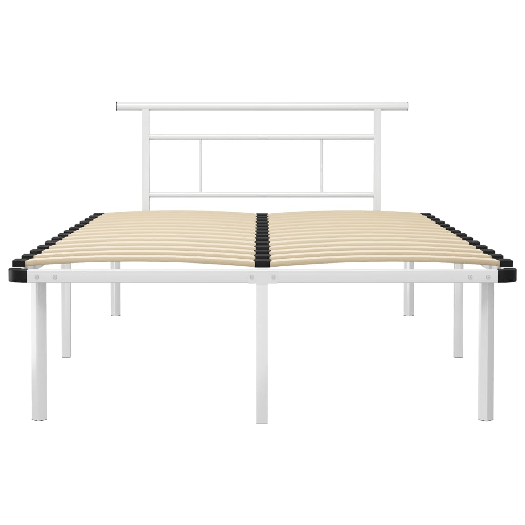 Bed Frame | White | Powder-coated metal, plywood | Double |  Durable