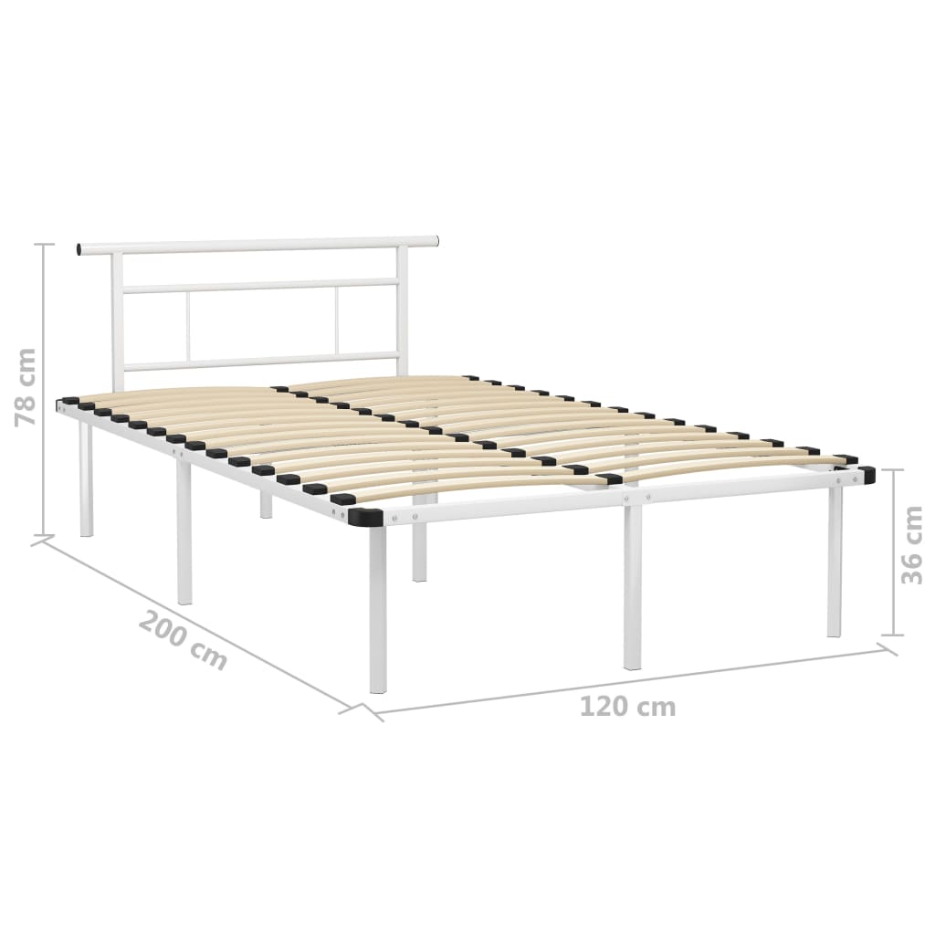 Bed Frame | White | Powder-coated metal, plywood | Double |  Durable