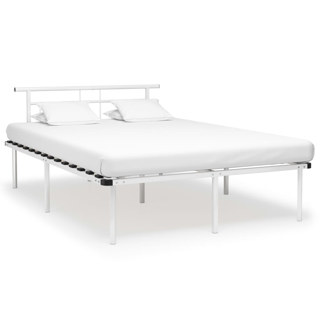 Bed Frame | White | Powder-coated metal, plywood | 140x200 cm | Durable