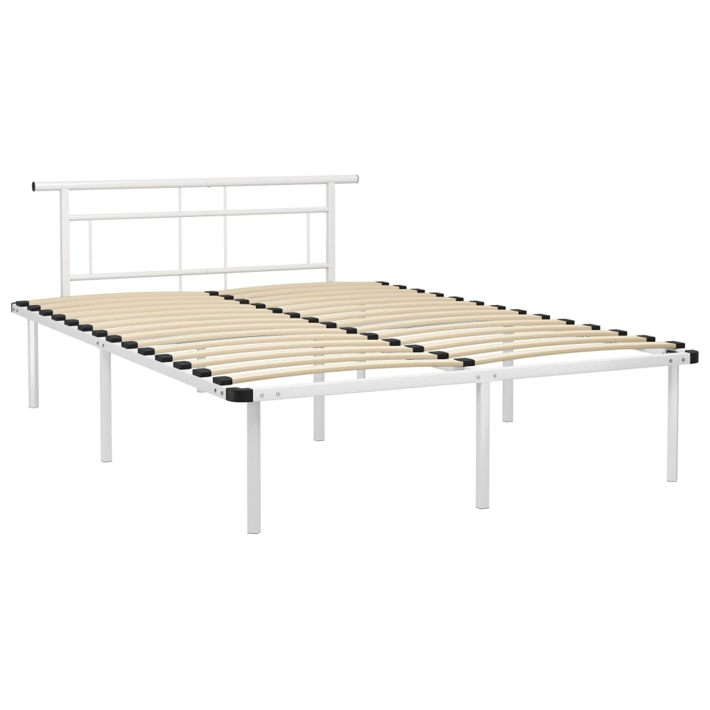 Bed Frame | White | Powder-coated metal, plywood | 140x200 cm | Durable