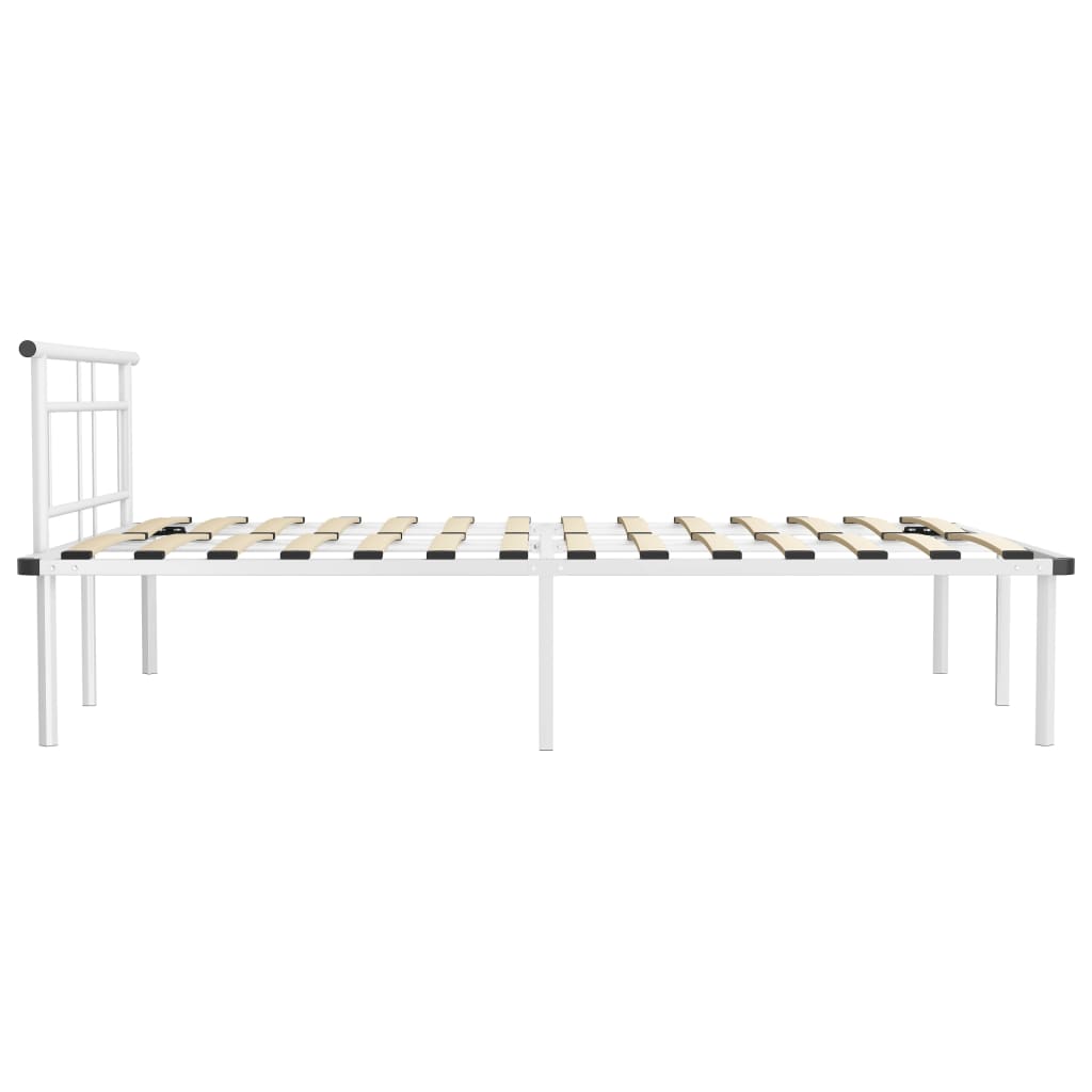 Bed Frame | White | Powder-coated metal, plywood | 140x200 cm | Durable