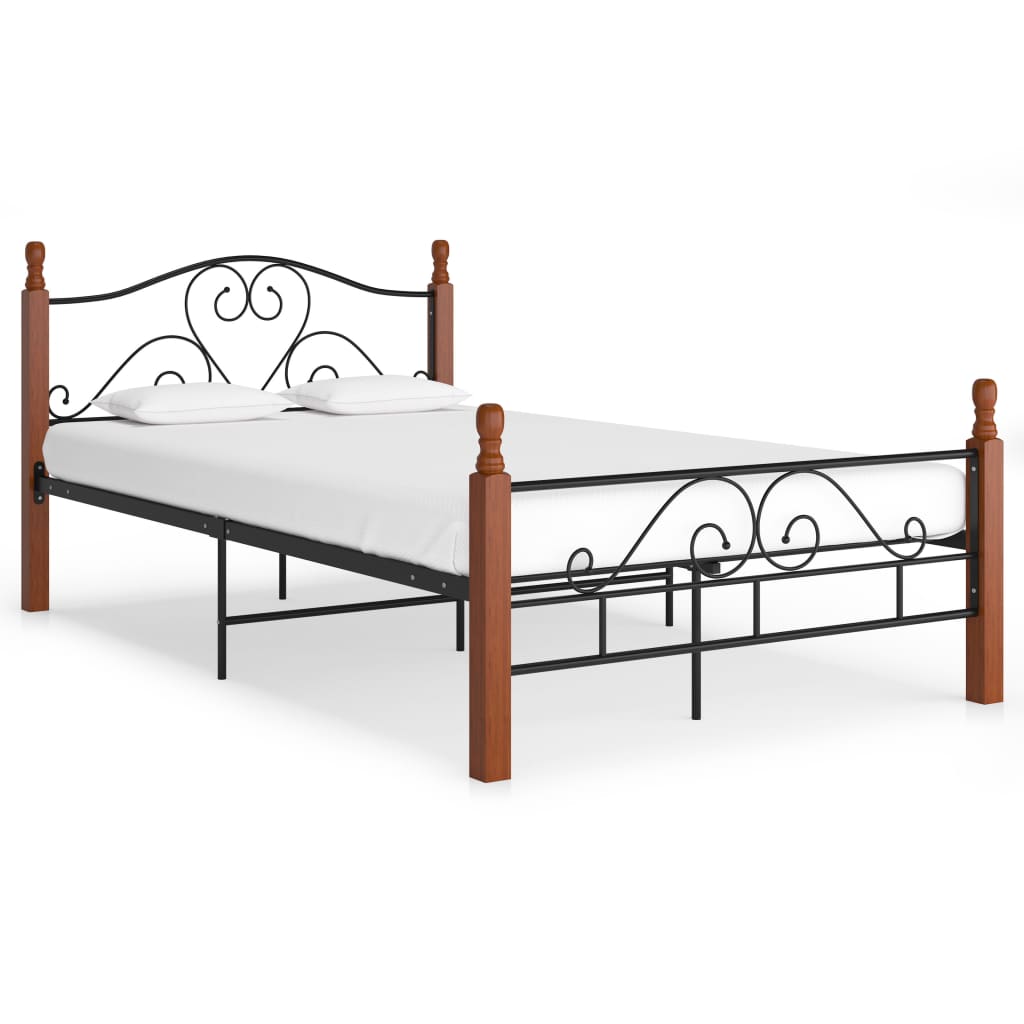 vidaXL Bed Frame without Mattress Black Metal 120x200 cm