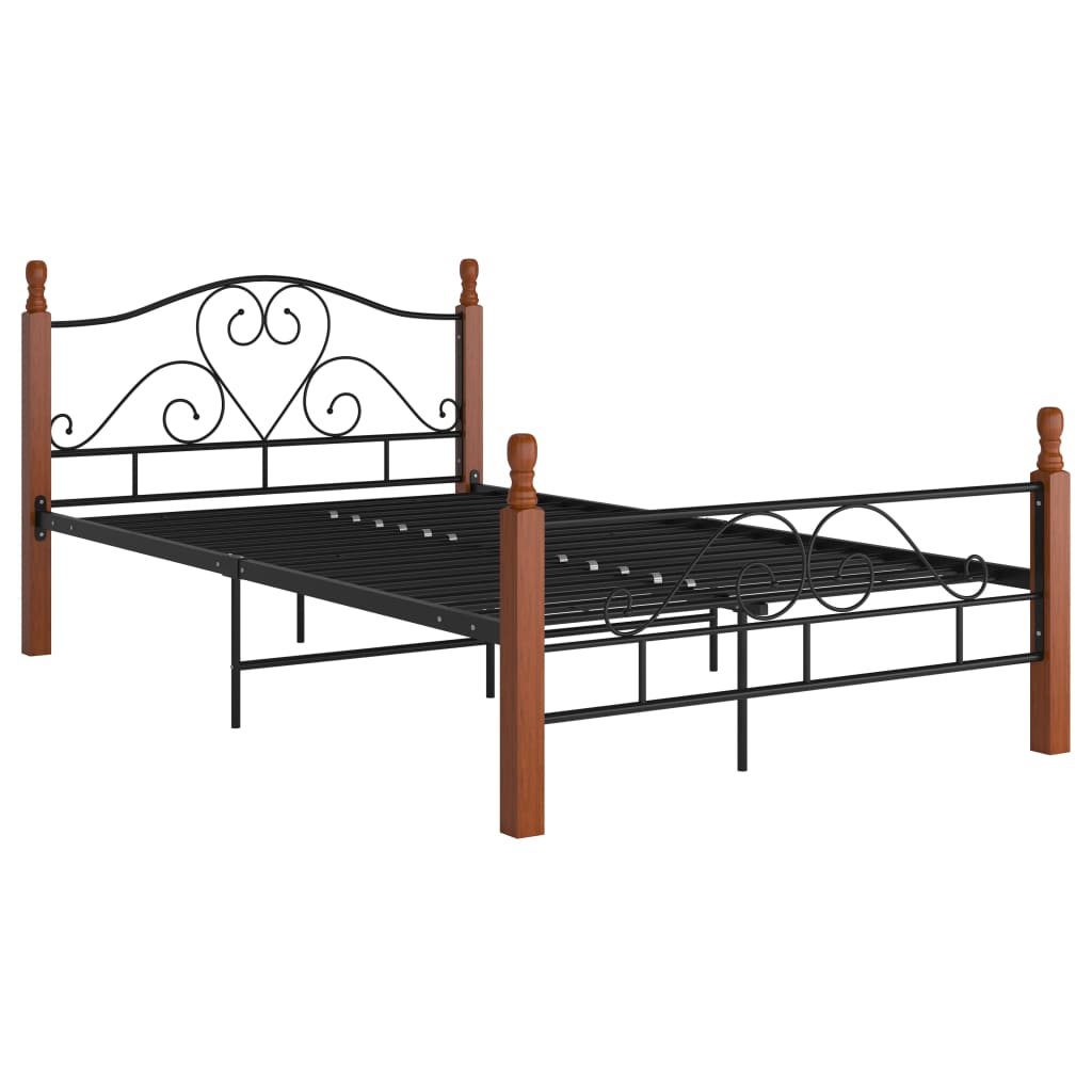 vidaXL Bed Frame without Mattress Black Metal 120x200 cm