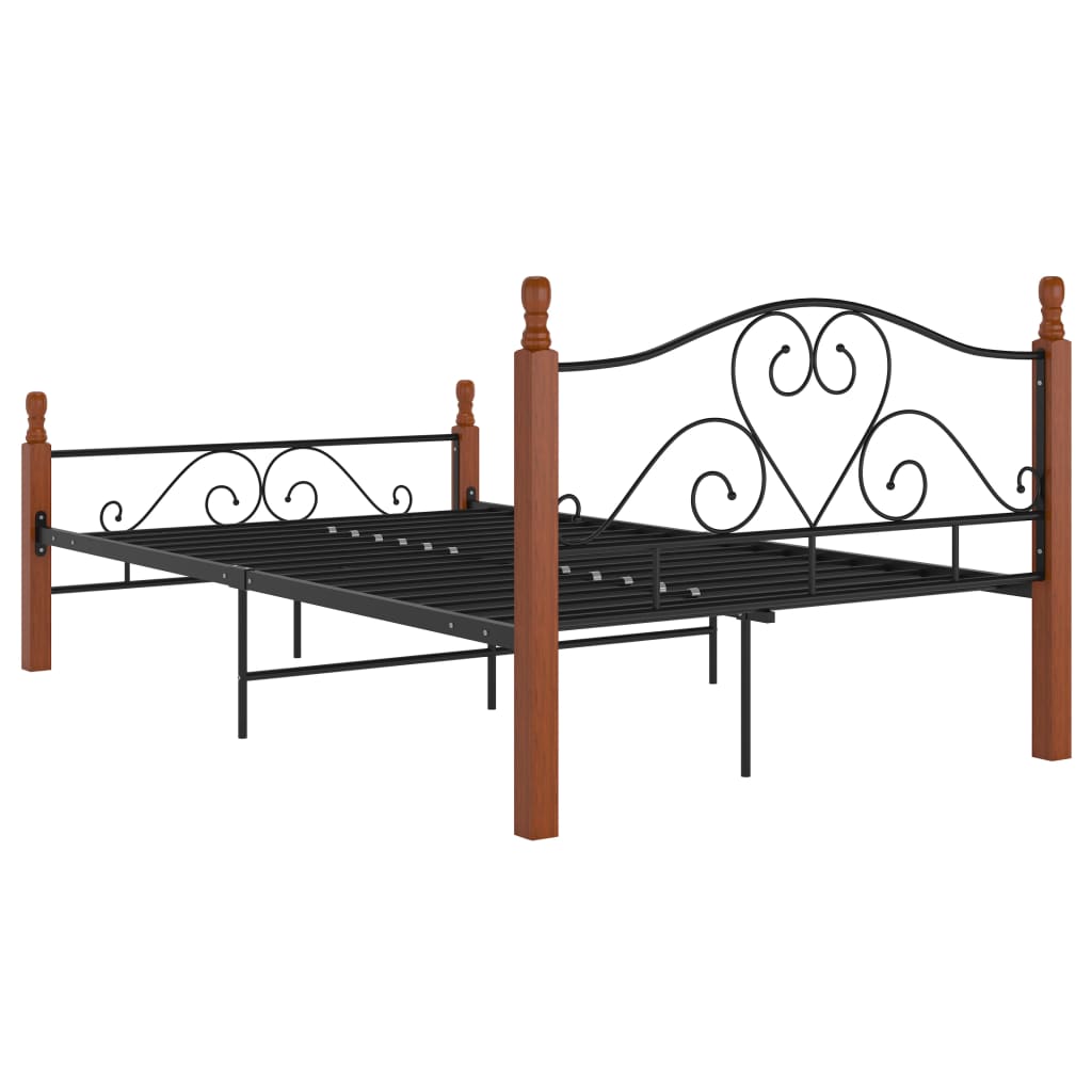 vidaXL Bed Frame without Mattress Black Metal 120x200 cm