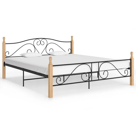 vidaXL Bed Frame without Mattress Black Metal 180x200 cm Super King