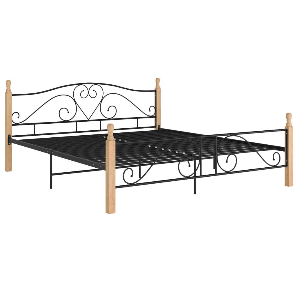 vidaXL Bed Frame without Mattress Black Metal 180x200 cm Super King