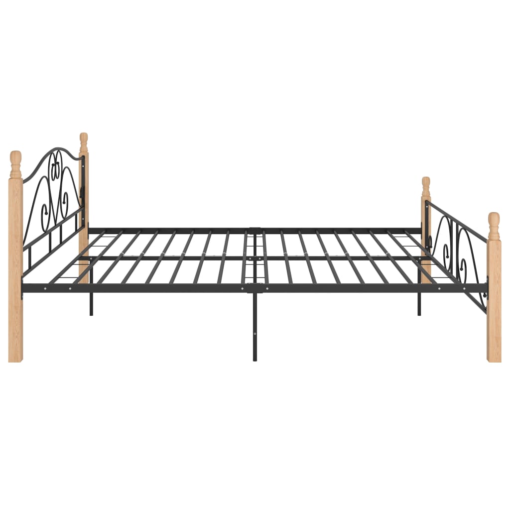 vidaXL Bed Frame without Mattress Black Metal 180x200 cm Super King