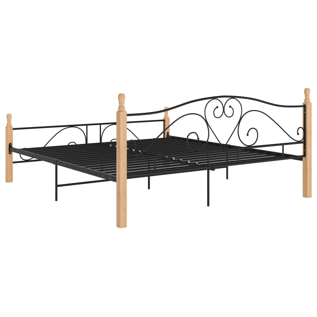 vidaXL Bed Frame without Mattress Black Metal 180x200 cm Super King