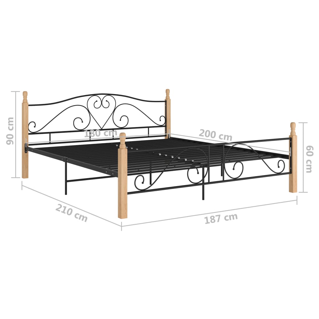 vidaXL Bed Frame without Mattress Black Metal 180x200 cm Super King