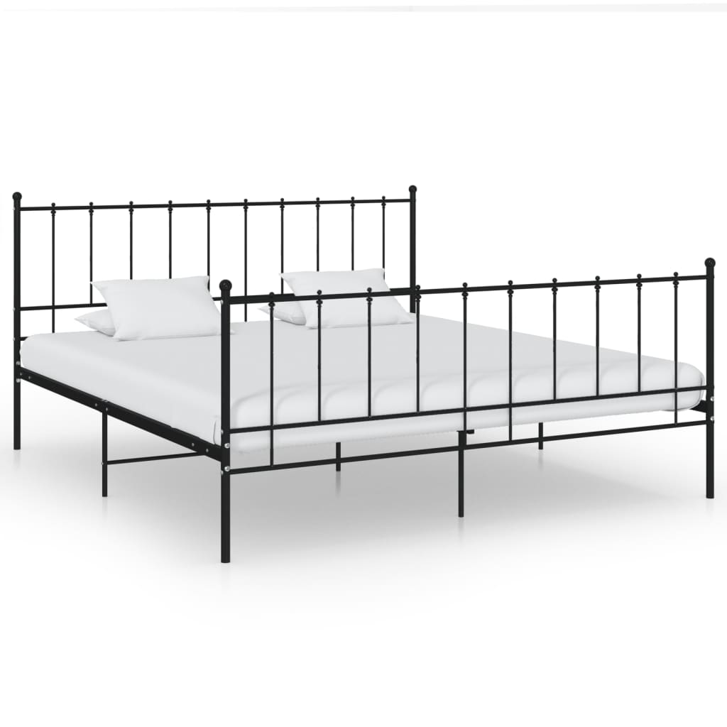 vidaXL Bed Frame without Mattress Black Metal 140x200 cm