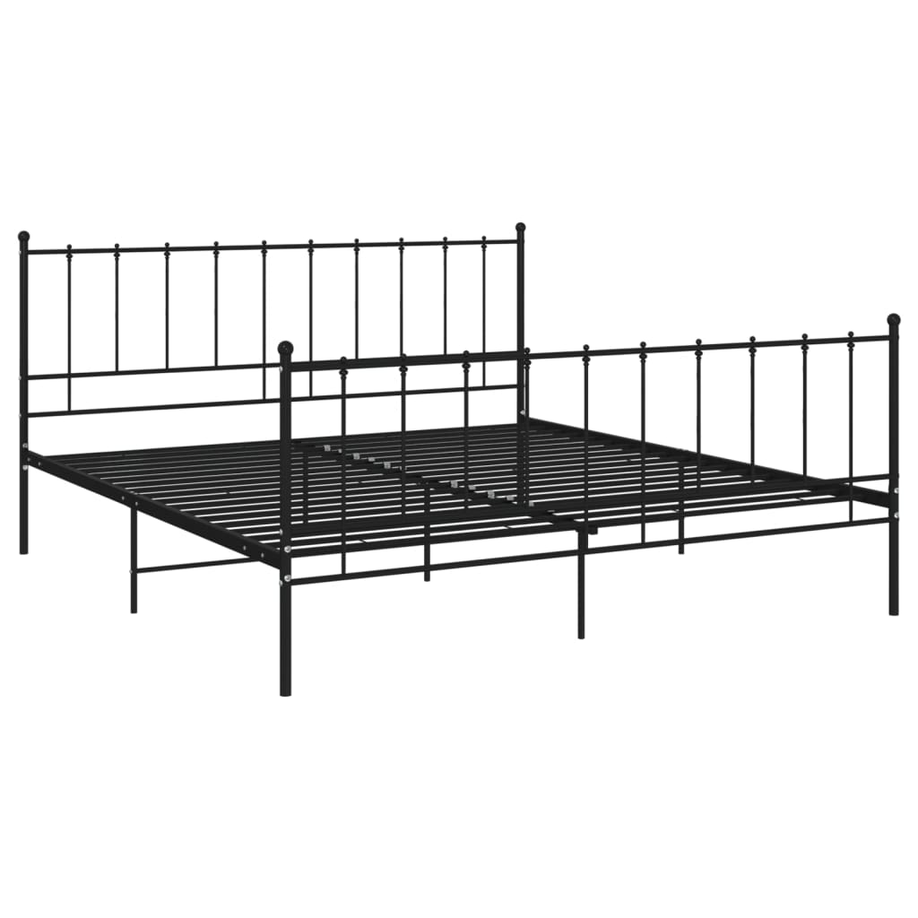 vidaXL Bed Frame without Mattress Black Metal 140x200 cm