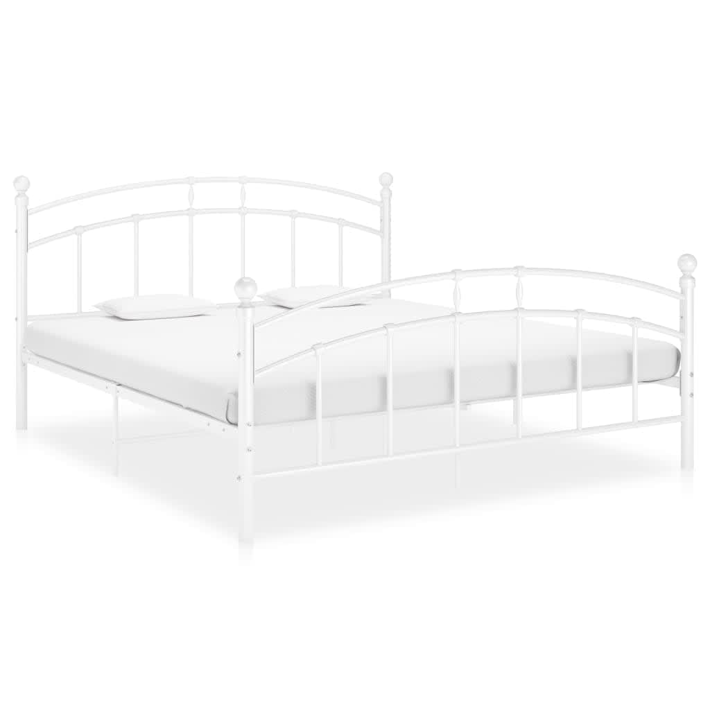 vidaXL Bed Frame without Mattress White Metal 180x200 cm Super King