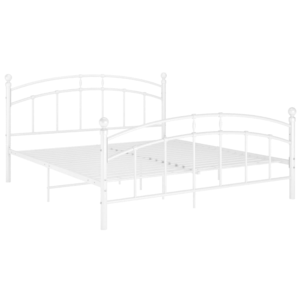 vidaXL Bed Frame without Mattress White Metal 180x200 cm Super King