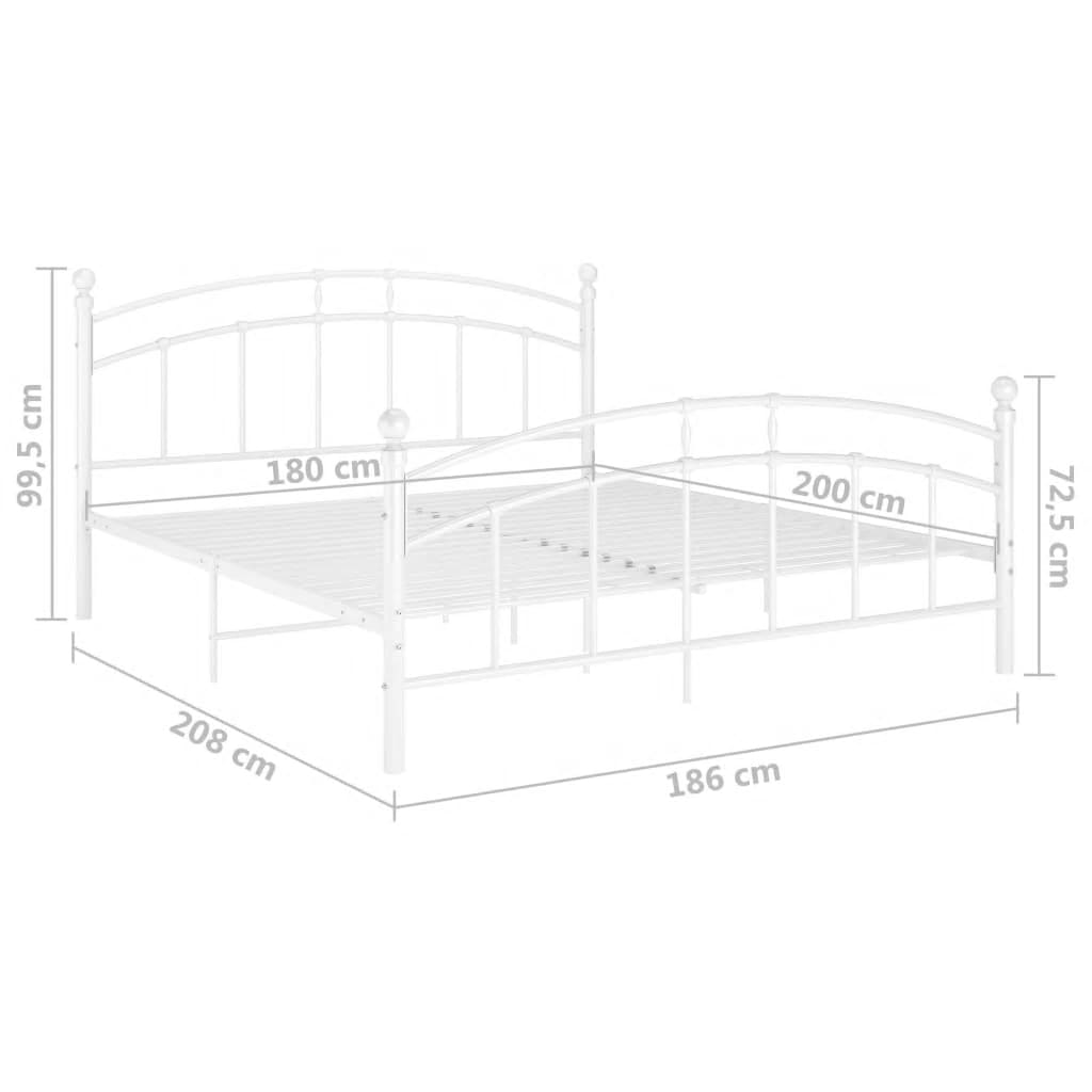 vidaXL Bed Frame without Mattress White Metal 180x200 cm Super King