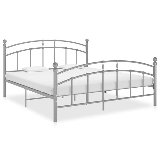 vidaXL Bed Frame without Mattress Grey Metal 180x200 cm Super King