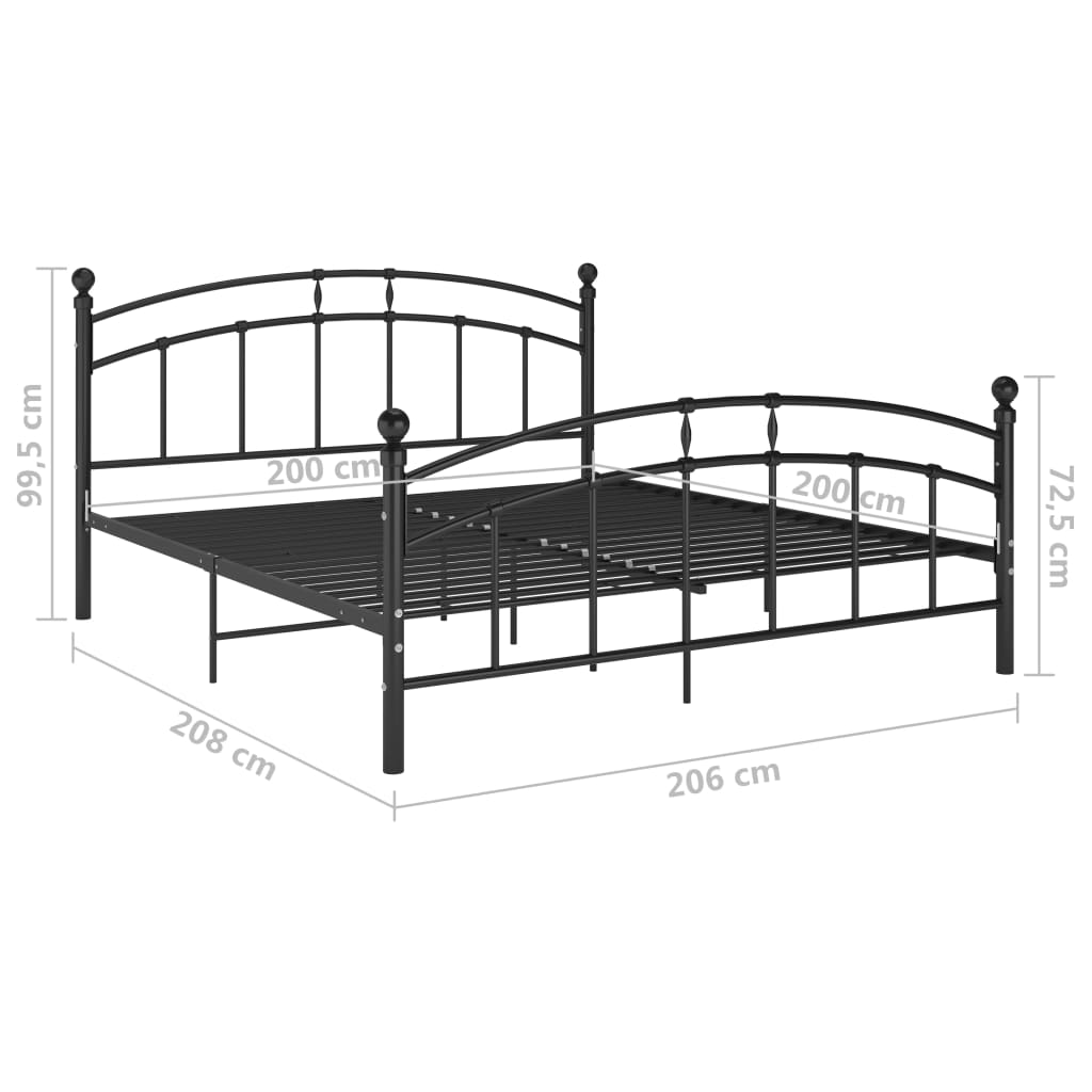 vidaXL Bed Frame without Mattress Black Metal 200x200 cm