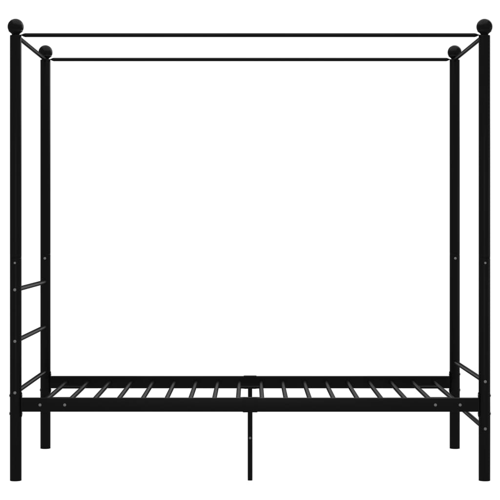 vidaXL Canopy Bed Frame without Mattress Black Metal 90x200 cm