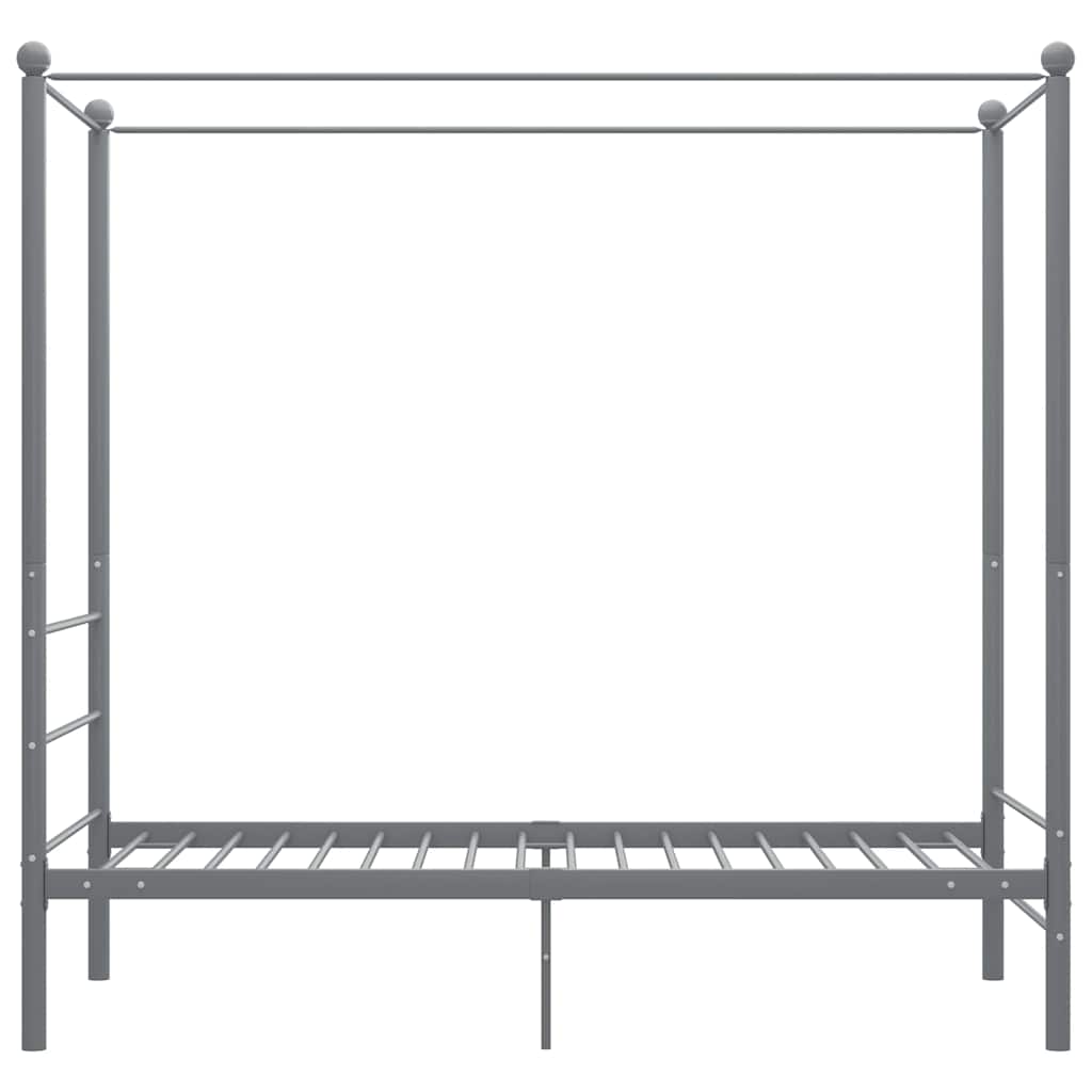 Canopy Bed Frame without Mattress Grey Metal 90x200 cm