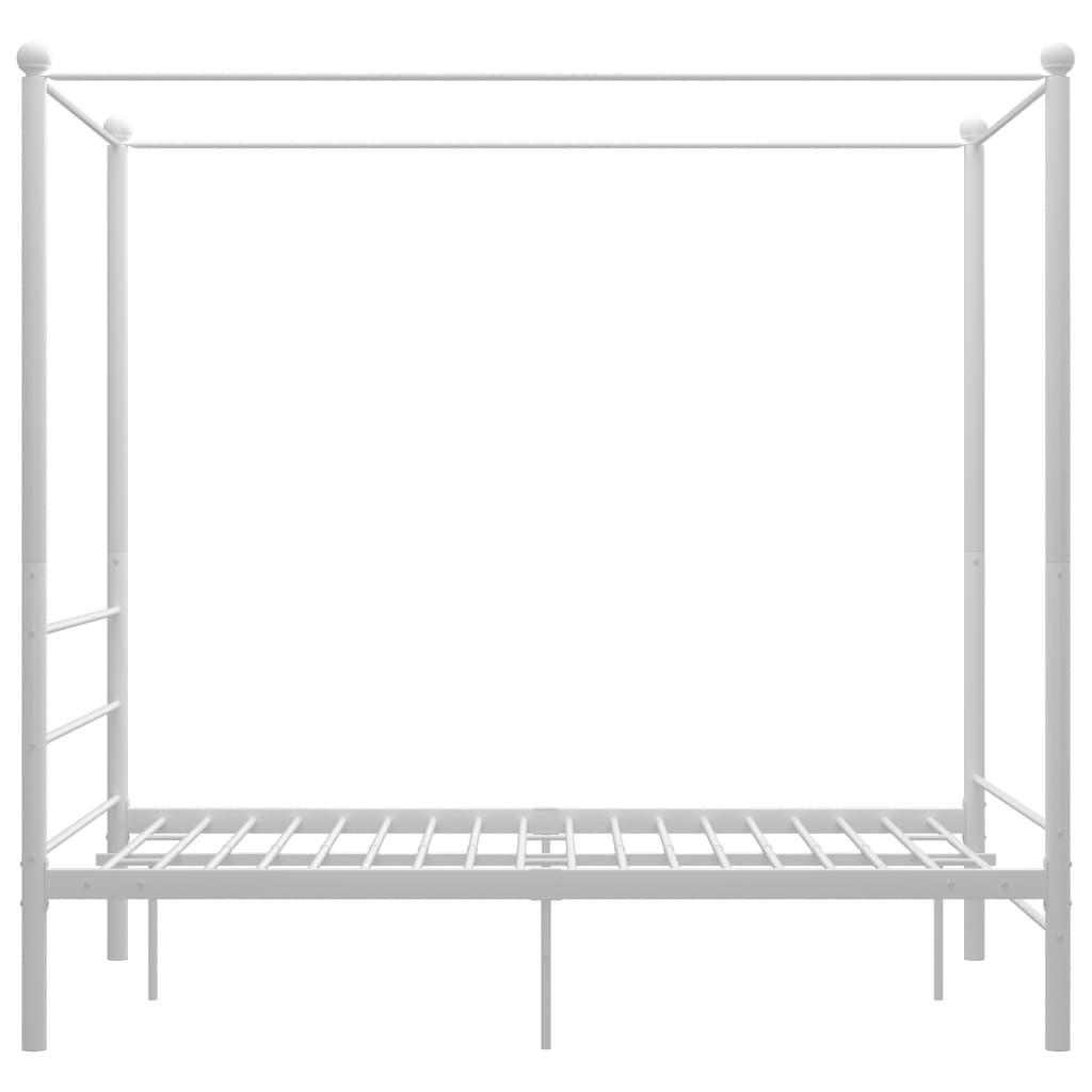 vidaXL Canopy Bed Frame without Mattress White Metal 120x200 cm