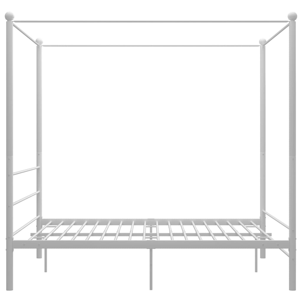 vidaXL Bed Frame with Canopy without Mattress White 160x200 cm Metal