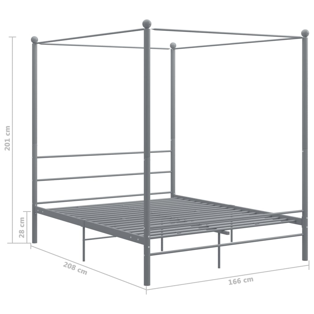Bed Frame | Grey | Powder-coated metal | Double | Classic/Traditional