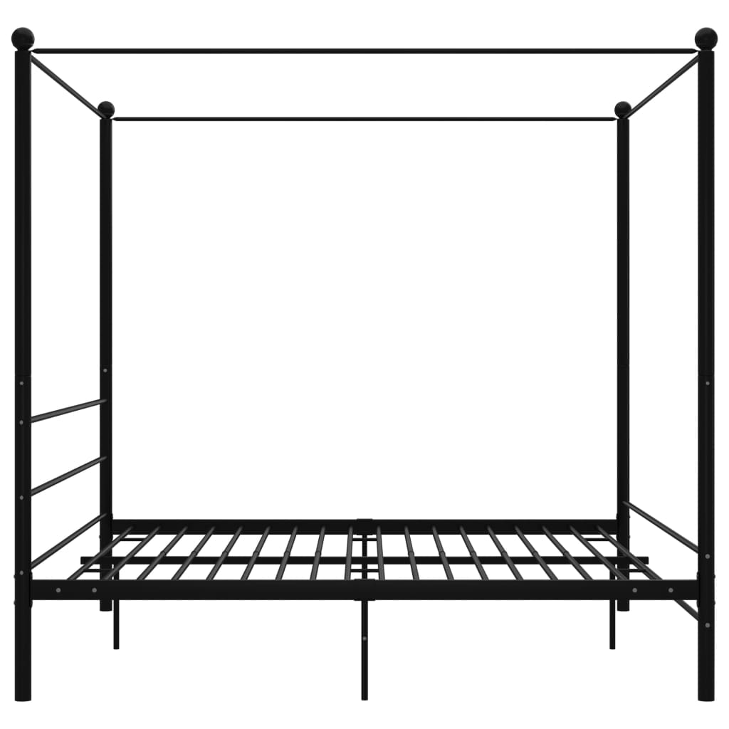 Bed Frame | Black | Powder-Coated Metal | Double Bed | Durable