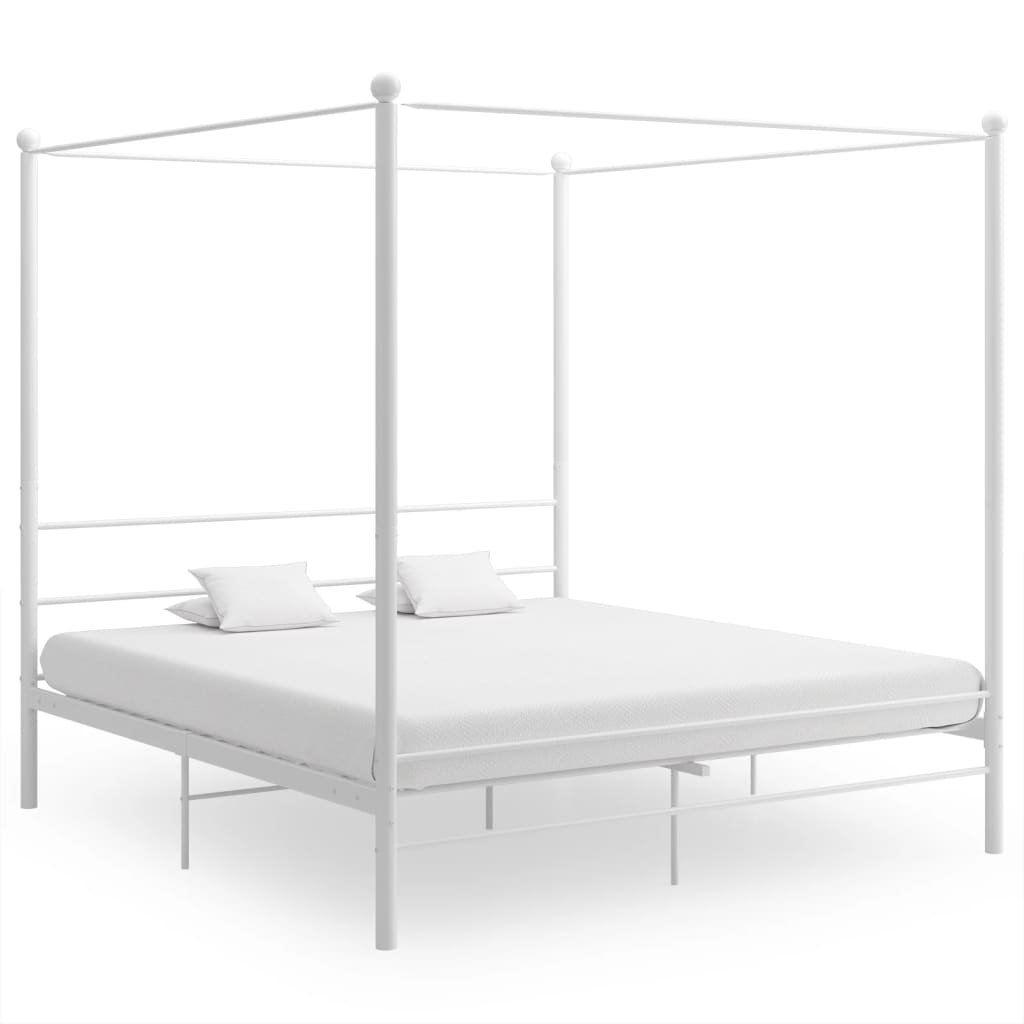 Bed Frame | White | Powder-coated metal | 200x200 cm | Durable