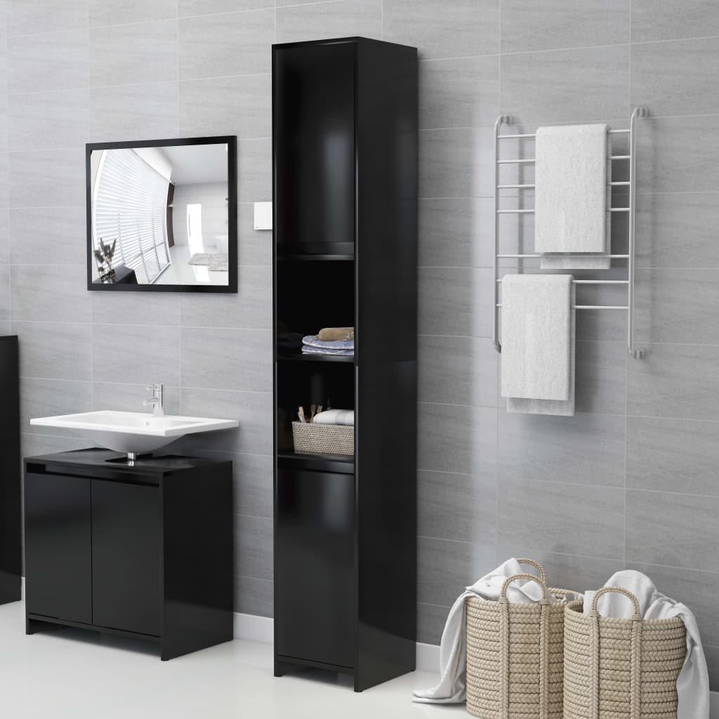 vidaXL 4 Piece Bathroom Furniture Set Black Engineered Wood