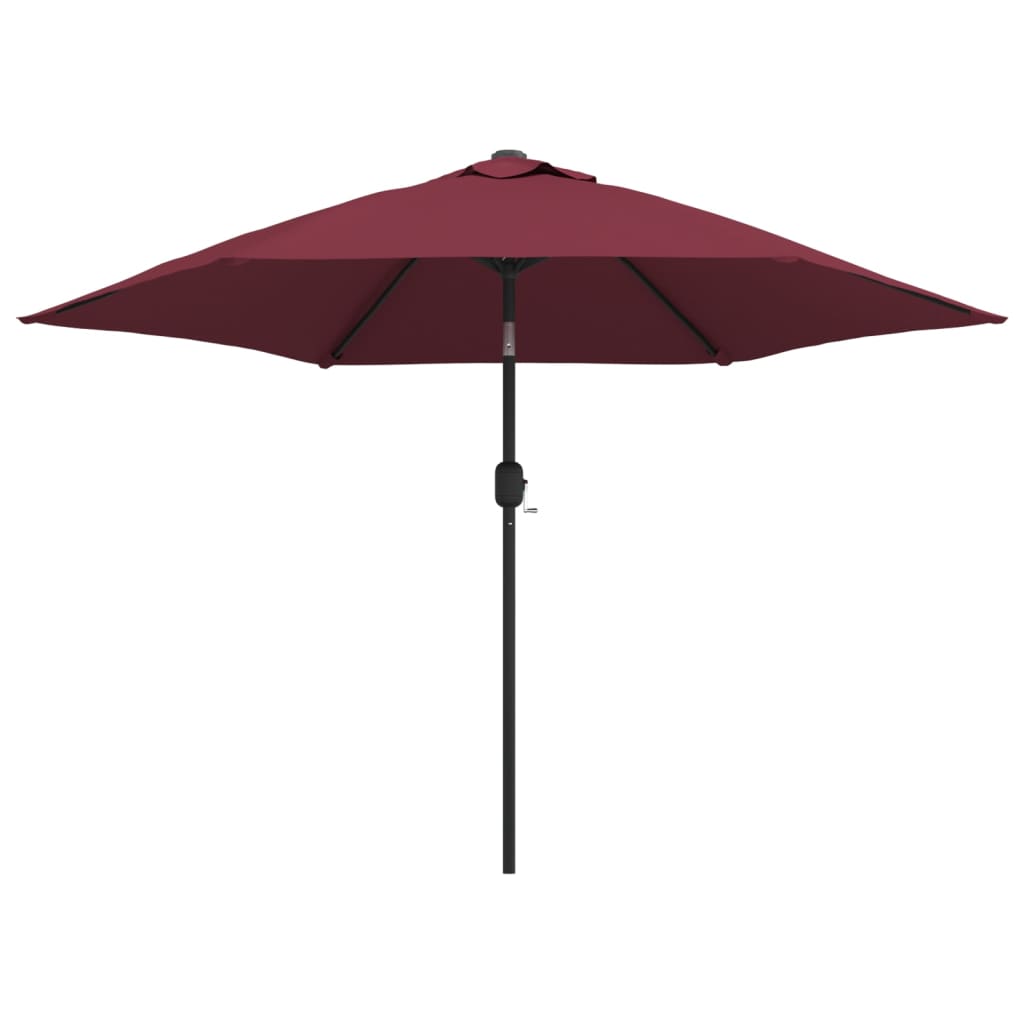 Garden Parasol with LED Lights and Steel Pole 300 cm Bordeaux Red