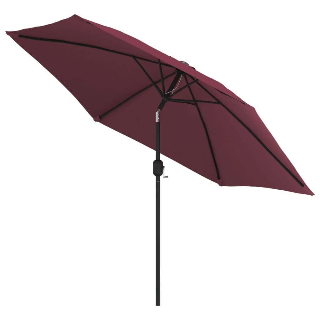Garden Parasol with LED Lights and Steel Pole 300 cm Bordeaux Red