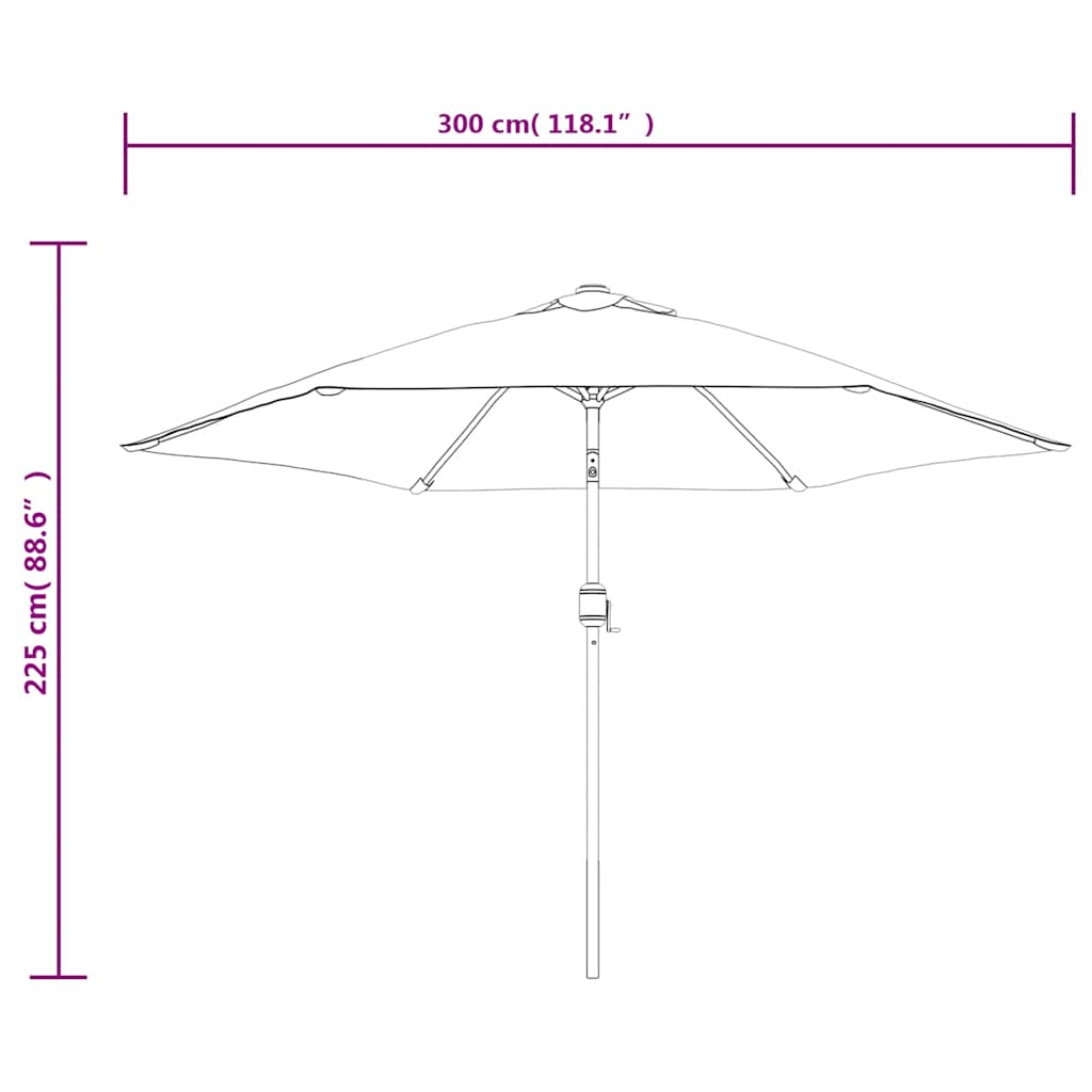 Garden Parasol with LED Lights and Steel Pole 300 cm Terracotta