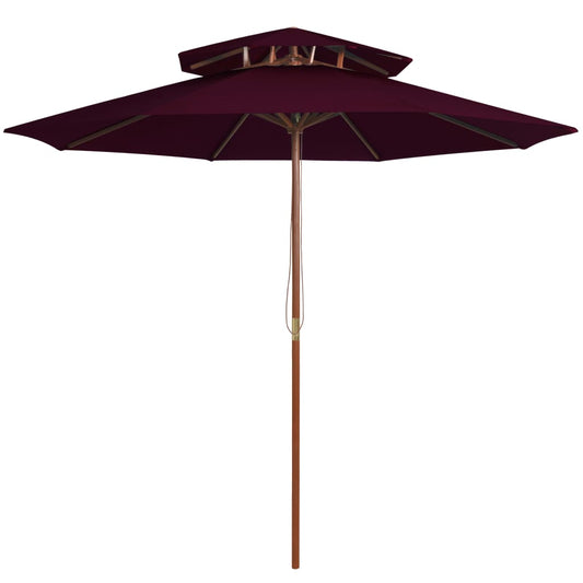 vidaXL Double Decker Parasol with Wooden Pole Bordeaux Red 270 cm