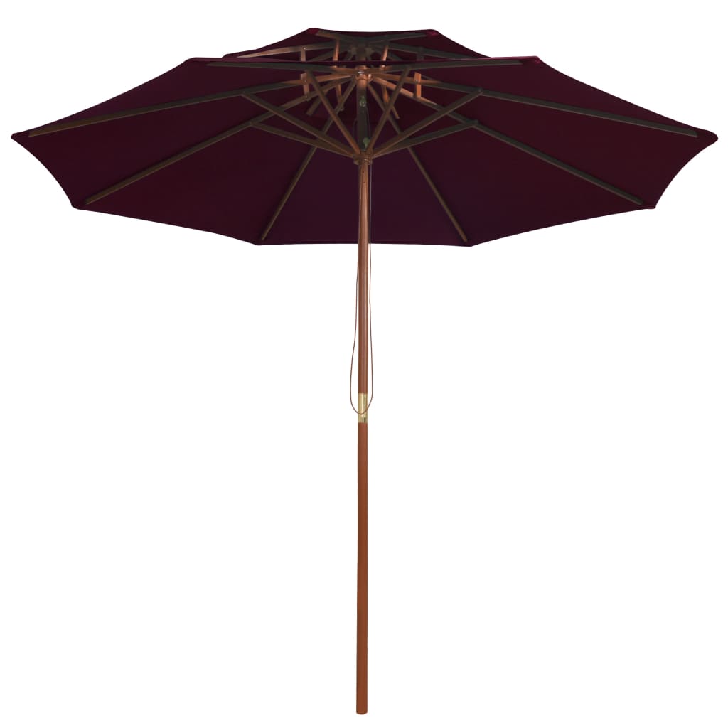 vidaXL Double Decker Parasol with Wooden Pole Bordeaux Red 270 cm