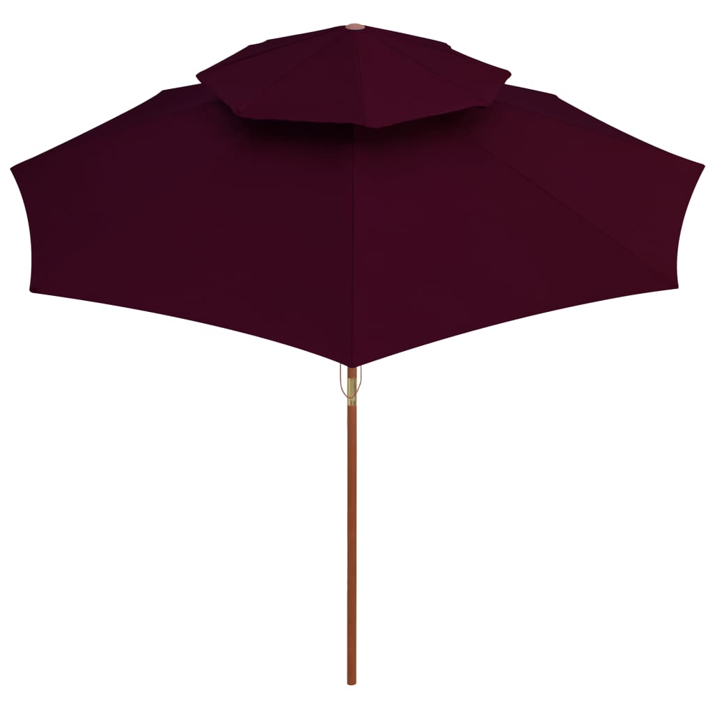 vidaXL Double Decker Parasol with Wooden Pole Bordeaux Red 270 cm