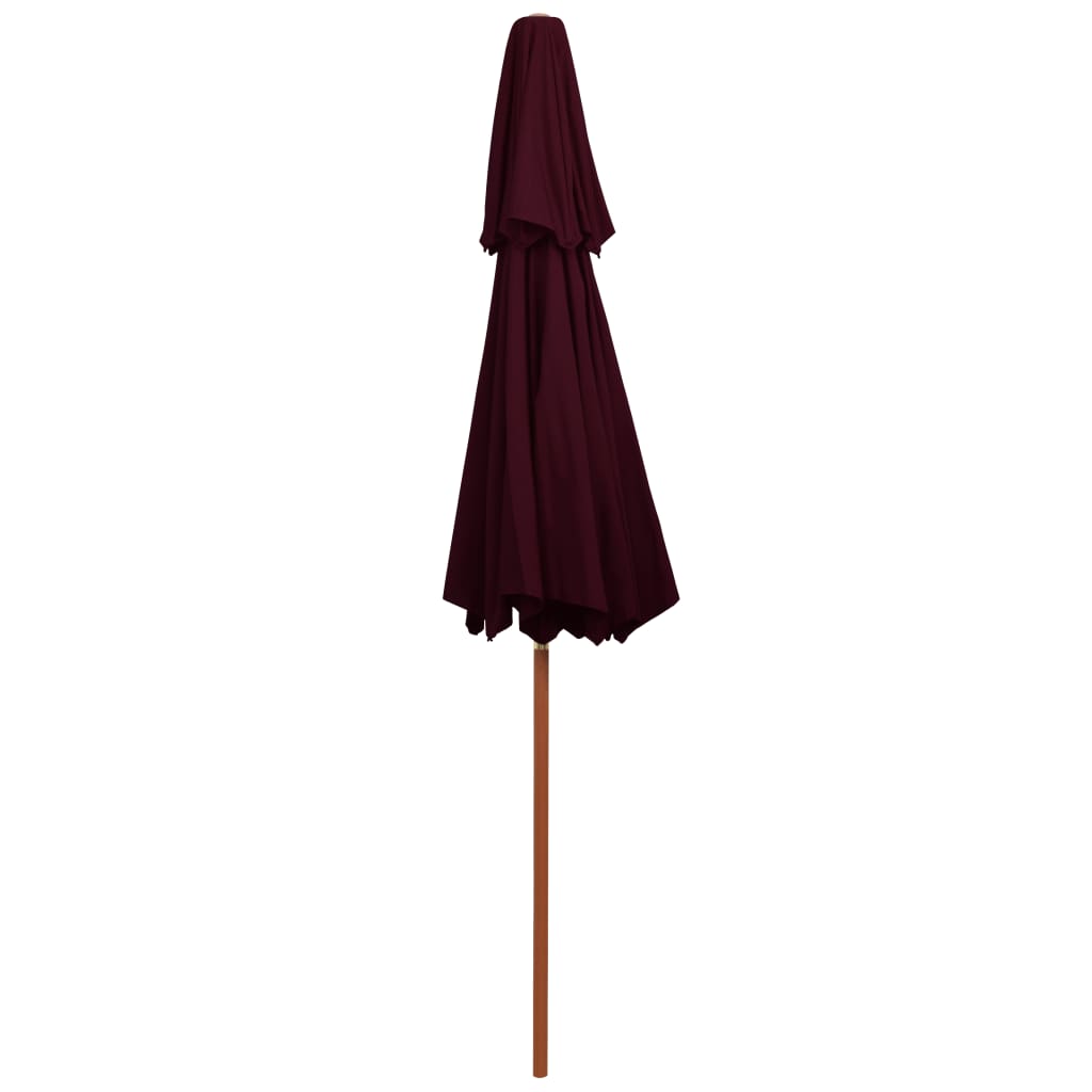 vidaXL Double Decker Parasol with Wooden Pole Bordeaux Red 270 cm