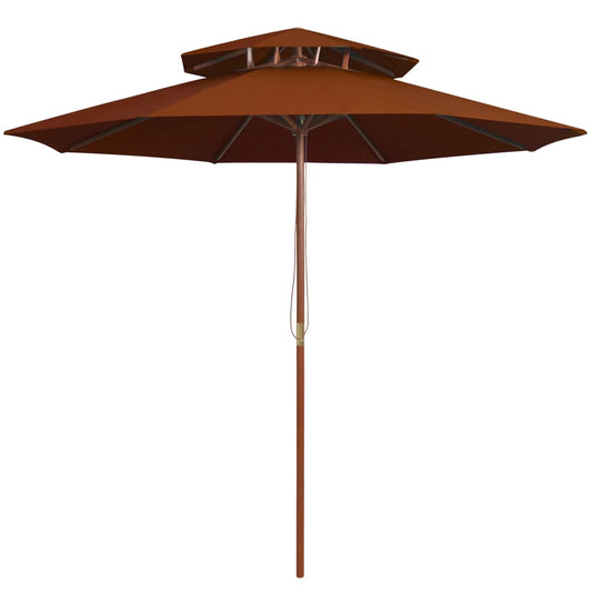 vidaXL Double Decker Parasol with Wooden Pole Terracotta 270 cm