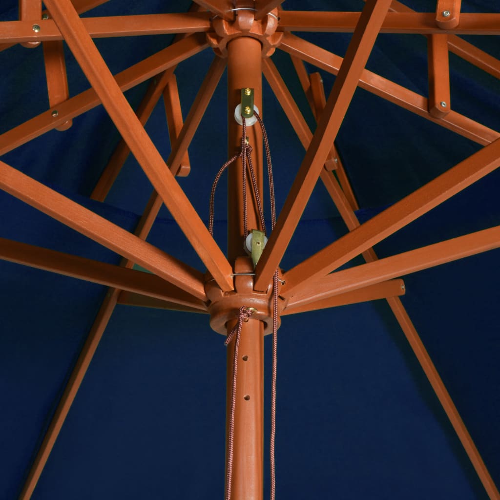 Double Decker Parasol with Wooden Pole Blue 270 cm