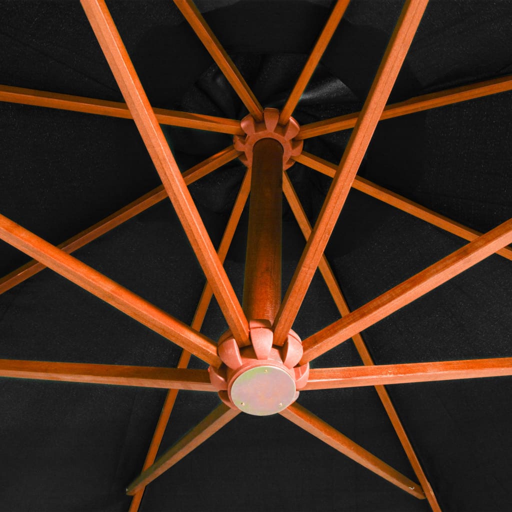 Hanging Garden Parasol | Black | Fir Wood, Bamboo, Polyester, Iron