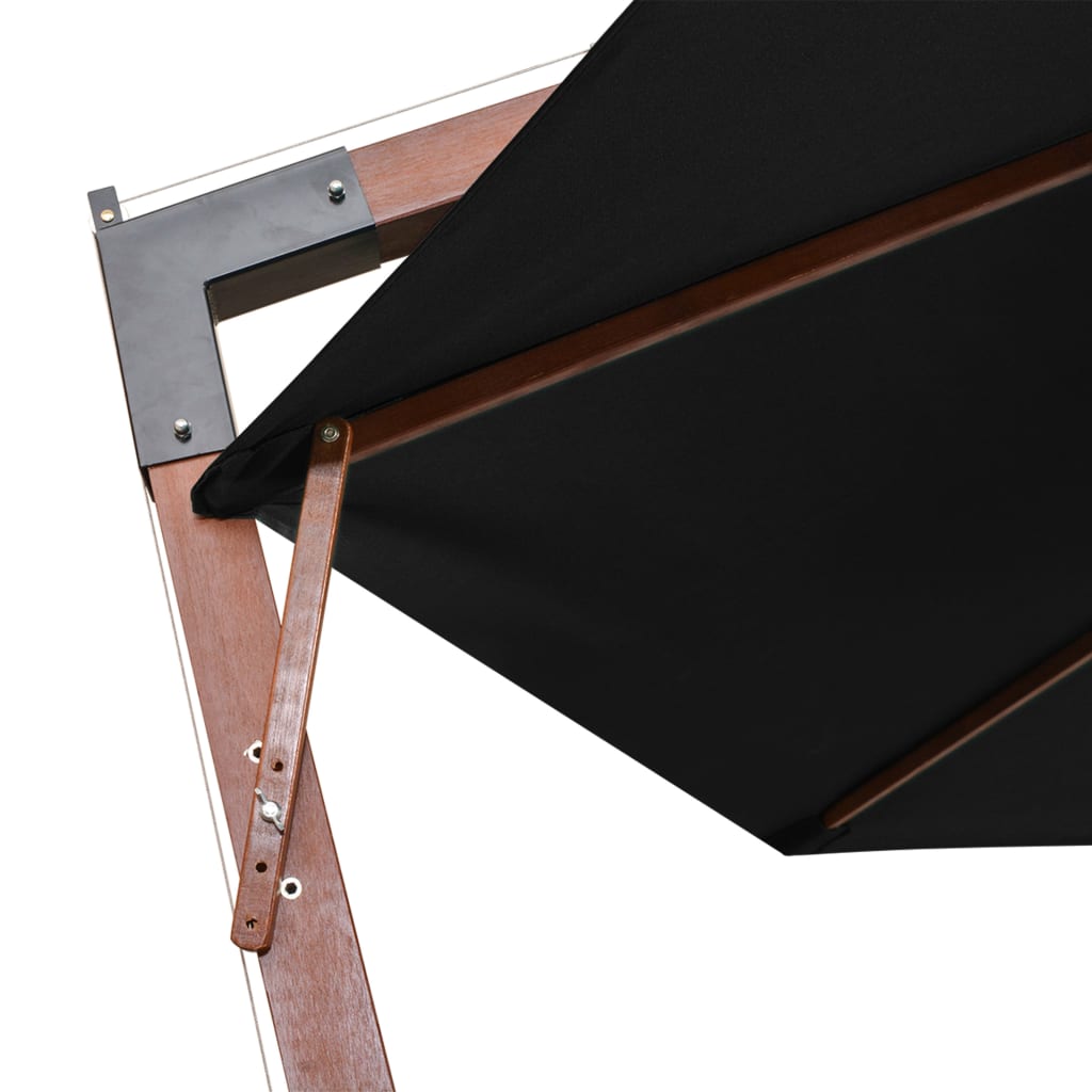 Hanging Garden Parasol | Black | Fir Wood, Bamboo, Polyester, Iron