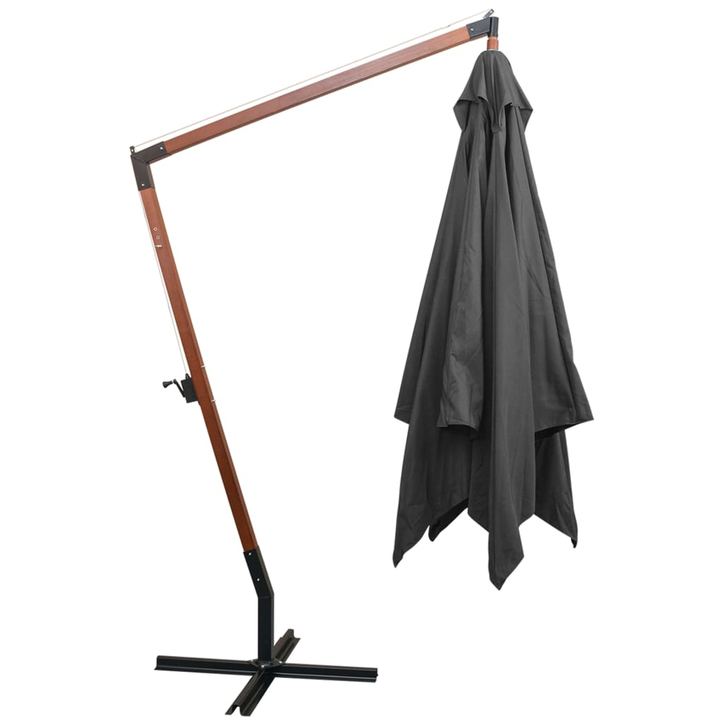 Hanging Garden Parasol | Anthracite | Solid fir wood, bamboo, polyester